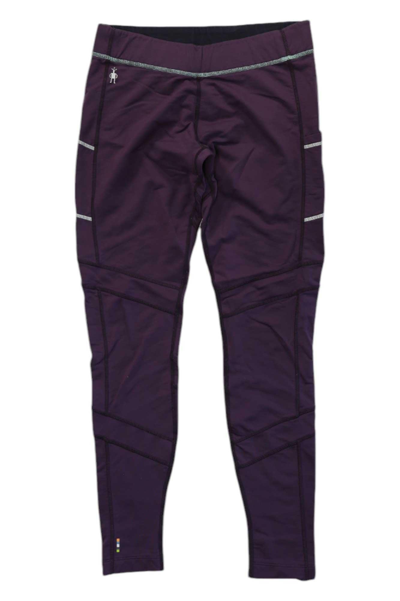 Men's merino sport fleece wind tights in purple with reflective side stripes