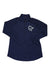 Women’s Pureull zip-neck top in dark navy, long sleeves, stand collar, small logo