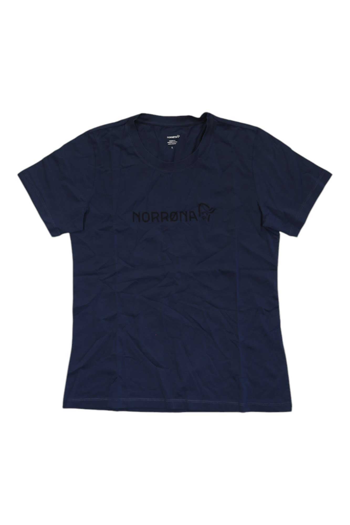 Women's cotton T-shirt, dark navy with Norrona logo on chest