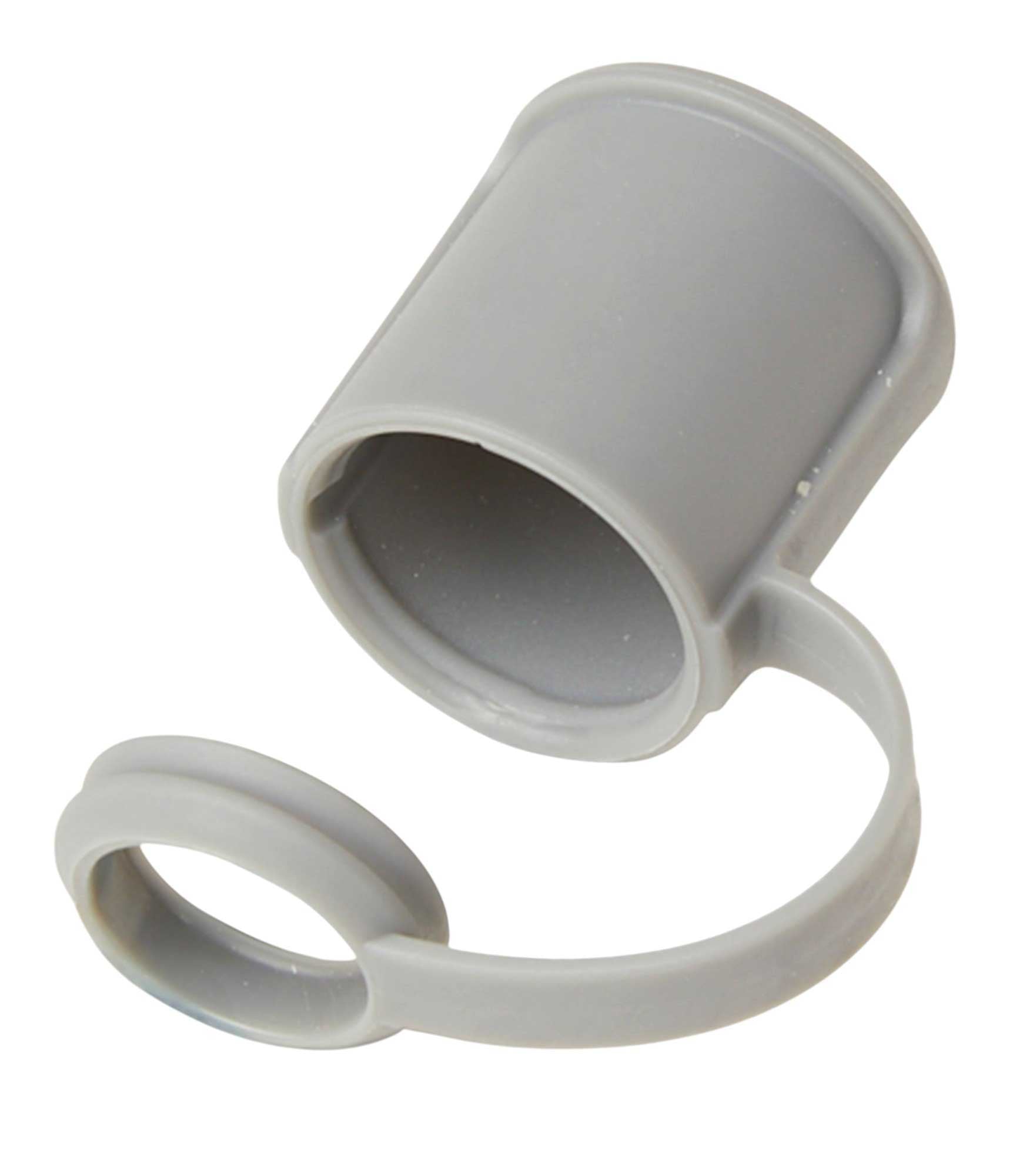 Gray bite valve cover with oval opening and flexible loop strap