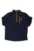 The Spyder Mens Bandit 1/2 Zip Top in navy features an orange zipper, white spider logo on the left chest, and long sleeves. This fleece pullover for men is displayed flat on a white background.