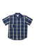 The Filson Mens Washed SS Feather Cloth Shirt is a short-sleeved, blue, white, and black plaid cotton shirt with two chest pockets—lightweight and designed for outdoor comfort all day.