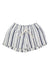 Roxy striped drawstring shorts with lace-up front and elastic waistband, navy and cream
