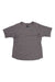 The Janji Womens AFO Vent SS Tee, a quick-drying short-sleeve activewear top in light gray, is laid flat with slight wrinkles. It features a round neckline and a small logo on the left chest.