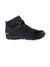 The Haglofs Men's L.I.M Mid Proof Eco Shoe is a single black, lightweight, waterproof trekking shoe with gray laces, rugged sole, and reinforced toe, shown in profile on a white background with the Haglöfs logo near the heel.
