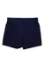 Navy men’s 7-inch athletic shorts with elastic waistband and side pockets