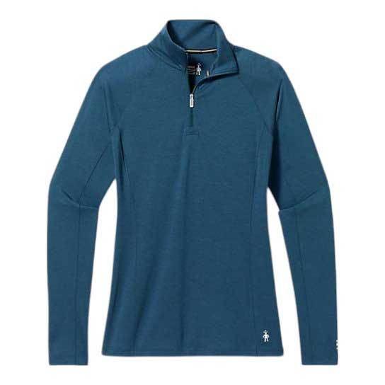 Smartwool women's merino 1/4 zip base layer top, long-sleeve, blue