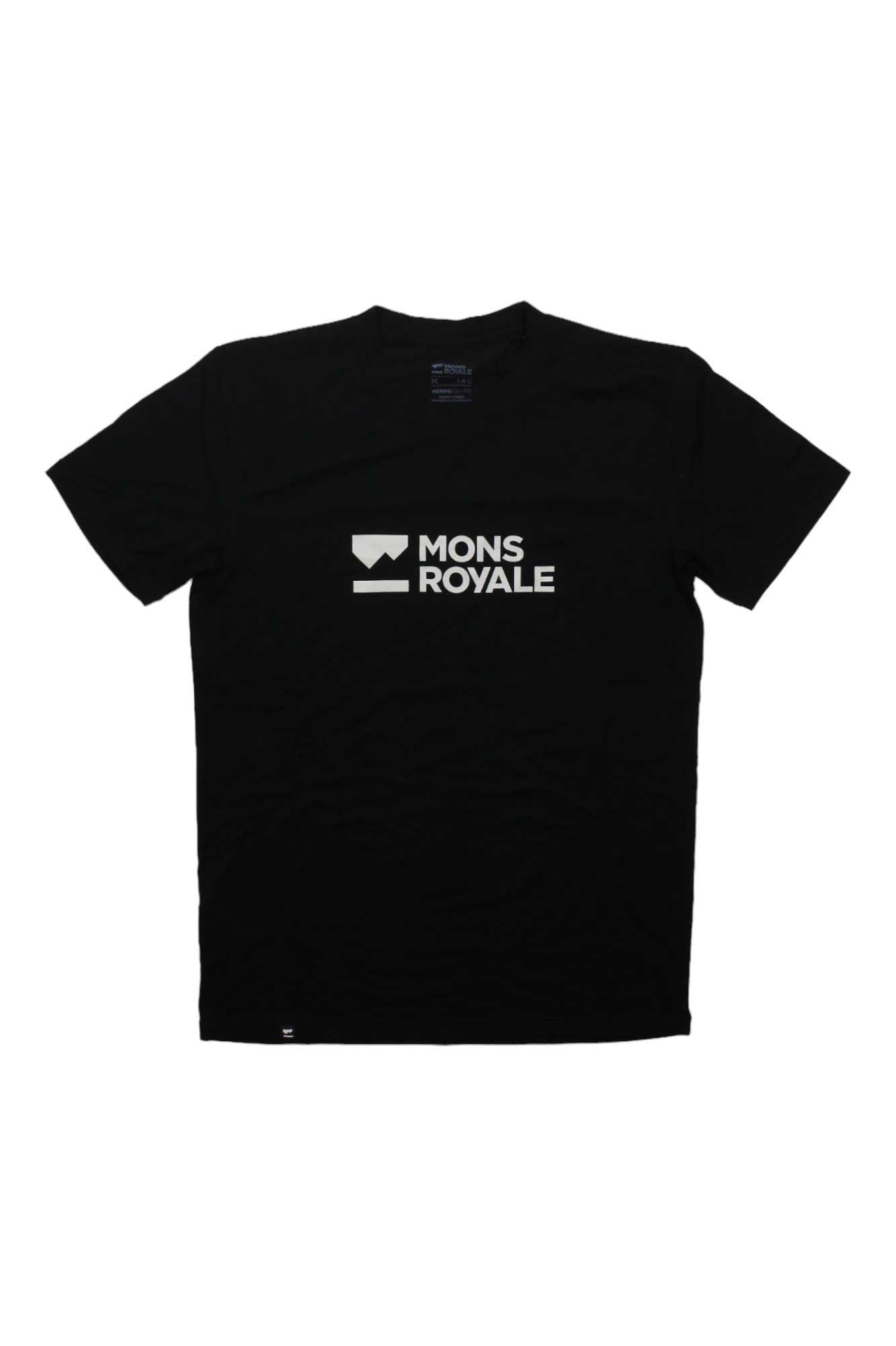 Men's black Icon T-shirt with bold square Mons Royale logo