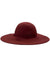 The Sunday Afternoons Women's Vivian Hat is a deep red wool felt sun hat with a wide brim, rounded crown, and slim matching band, combining elegant style with UPF 50 sun protection.