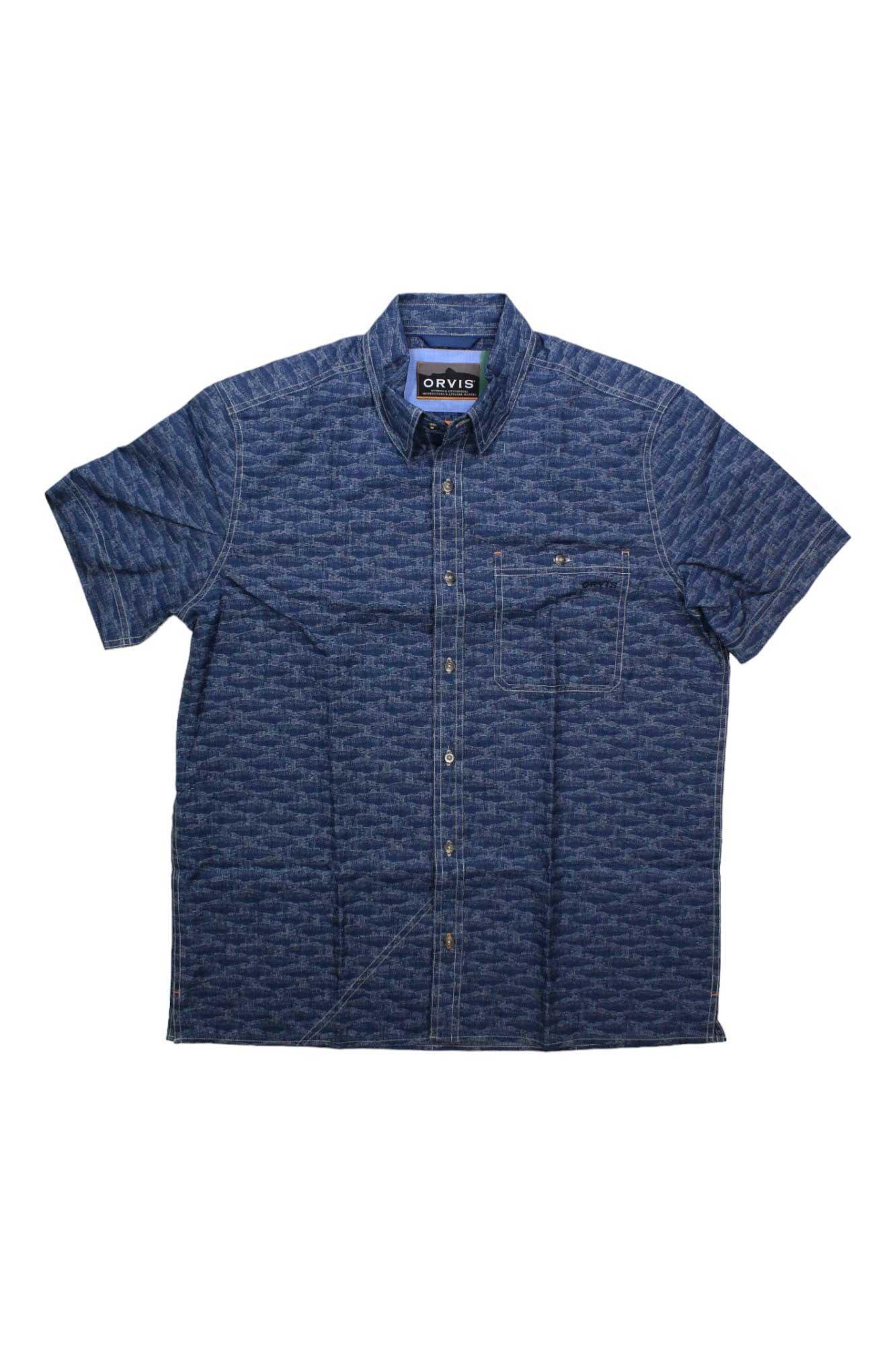 Orvis Men's Tech Chambray Printed SS Shirt Orvis