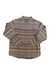 The Sherpa Mens Yadav Eco LS Shirt is a long sleeve, collared shirt with a chest pocket and horizontal stripes in earthy tones of brown, gray, and blue. This casual button-front style is shown on a white background.
