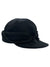 The Stormy Kromer Rancher Cap is a black trapper-style hat with ear flaps that tie at the front, Thinsulate Insulation for warmth, a soft rounded crown, and a short curved brim.