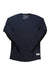 The Artilect Men's Flatiron 185 Crew Top, a navy blue long-sleeve crew neck made from moisture-wicking fabric, is laid flat on a white background with tags near the collar and hem highlighting its performance as a base layer.