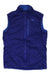 Navy men's sleeveless vest with full-zip front, stand collar, and small chest logo
