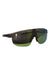 Julbo Rival Sunglasses feature a sporty wraparound black frame and mirrored green-tinted panoramic lenses, shown isolated on a white background.