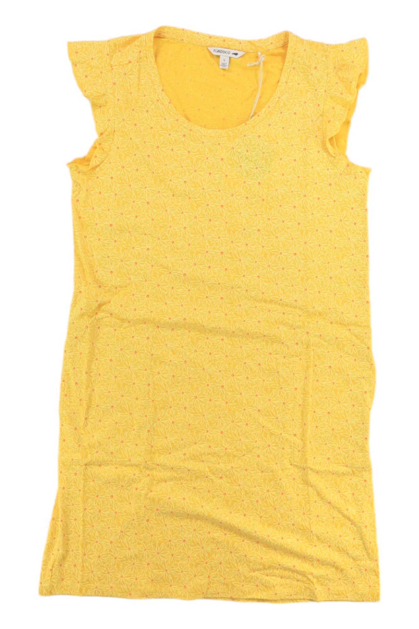 Women’s ruffled short-sleeve dress, lemon daisy print