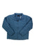 The Mens Echo Featherless Jacket, a teal quilted puffer made from recycled nylon with synthetic insulation and a front zipper, is shown laid flat on a white background.
