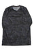 The SAXX Men's Quest Quick Dry Mesh Long Sleeve Crew, in black and grey with an abstract pattern, features moisture-wicking mesh fabric—perfect for hiking or daily wear.