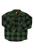 The ThirtyTwo Mens Rest Stop Shirt is a green and black checkered flannel with long sleeves, button-down front, two chest pockets, and a logo label—ideal for outdoor adventures in cool weather.