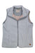 The Royal Robbins Women's Urbanesque Vest is a light gray Sherpa fleece vest with a full front zipper, high collar, and two side pockets. Its soft texture and small brown logo patch near the hem give it a cozy look.