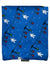 The Seirus Junior Micro Fleece Neck Up Gaiter is a blue kids' winter neck warmer featuring white skiers, red gondolas, green pine trees, tiny snowflakes, and a visible Seirus brand tag at the bottom.