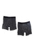 Two pairs of Carhartt Men's 8 Inch Basic Cotton-Poly Boxer Briefs, gray with black logo waistbands, are laid flat on a white background. This 2-pack offers comfort and durability for everyday wear.