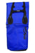 A SealLine Black Canyon Dry Pack in blue stands upright, featuring black straps and buckles. SEALLINE is printed on the front, and its roll-top closure protects gear from water.