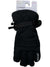 A single black Spyder Girls Synthesis Ski Glove in size X-Large is shown on its packaging. The glove features Primaloft insulation, a wrist strap, and a white Spyder logo near the cuff.