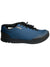 The Shimano Women's AM503 Bike Shoe features a blue and black design with black laces, a low-cut profile, perforated sides, and a grippy rubber outsole—perfect for mountain biking enthusiasts.