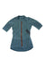 The Rapha Womens Pro Team Gravel Training Jersey is a light blue, short-sleeved women's cycling top with a red zipper and black RAPHA text on the side, displayed flat on a white background.