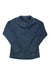 A Rab Women's Shearling Jacket in dark gray with long sleeves, a full front zipper, and a stand-up collar is laid flat on a white background. A small logo patch appears near the bottom hem.