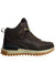 The Pajar Men's Fireburst Boot features brown textured panels, yellow and black laces, a thick tan and brown treaded sole, and offers insulated waterproof protection for rugged trails. Shown side view on a white background.