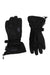 The Scott USA Juniors Ultimate Premium GTX Glove is a pair of black ski gloves with adjustable wrist cuffs, GORE-TEX tags on the sides, and insulated design for warmth, shown from top and bottom.