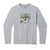 The Smartwool Bear Country Graphic LS Tee is a light gray, long-sleeve Merino wool shirt with a colorful geometric bear design. It wicks moisture and is ideal for hiking or everyday use.