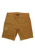 A pair of brown Salewa Men's Lavaredo Hemp Ripstop Shorts, knee-length with front pockets and a small white logo on the left leg, made from Alpine Hemp Ripstop fabric, laid flat on a white background.