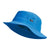 The North Face Kids' Class V Brimmer Hat is a bright blue sun hat with a wide brim and small black logo tag, made from recycled polyester for UPF 40+ protection, shown against a white background.