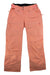 Norrona Womens Lofoten GORE-TEX Insulated Snow Pants in peach, waterproof with multiple zippered pockets, reinforced cuffs, belt loops, and an integrated belt. Shown laid flat on a white background.
