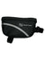 The Serfas LTN-STM1BK Small Solid Nylon Top Stem Bag is a black cycling bag with a grey stripe, mesh detail, and zippered compartment. It attaches to the bike frame as a stem bag using Velcro straps for convenience.