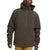 A person wears a dark olive green The North Face Mens Thermoball Eco Triclimate Jacket with a front zipper, long sleeves, and side pockets, paired with tan pants for a simple and functional outdoor adventure style.
