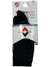 A pair of black Wigwam Surpass Lightweight Mid Crew Socks, size medium with a seamless toe, in “Made in USA,” “Synthetic,” “Lightweight,” and “Mid-crew” packaging, hangs against a white background.