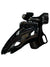 The Shimano XT FD-M8020 Front Derailleur for mountain bikes is displayed in a close-up against a white background, showcasing its metallic construction and black accents.
