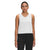 A woman stands facing forward, wearing The North Face Womens Wander Crossback Tank in white and black pants against a plain white background.