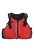 The Stohlquist Men's Cadence PFD is a red and black life jacket with gray accents, a front zipper, adjustable shoulder straps, and the brand logo on the right chest—ideal for paddling adventures.