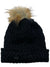 The Pistil Womens Diva Beanie is a black, chunky yarn hat with a folded brim and large faux fur pom-pom—an essential winter accessory for warmth and style.
