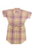 The Toad & Co Women's Willet SS Shirtdress is an organic cotton, short-sleeve, belted dress with a yellow, pink, and white plaid pattern, button-down front, and notched collar. Shown laid flat on a white background.