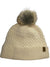 The Sunday Afternoons Tranquil Merino Beanie is a cream-colored unisex hat with thick basketweave knit, a folded ribbed brim, and a large faux fur pom-pom—ideal for cozy, casual style.