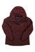 The Womens Refuge Jacket in maroon features a hood, front zipper, and two side pockets. Laid flat on a white background, this eco-friendly Marmot jacket blends outdoor style with protection.