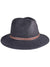 The Sunday Afternoons Rambler Hat is a dark gray wool felt fedora with a wide brim and brown leather band, providing stylish sun protection for hiking adventures.