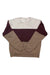 The Tentree Womens Treefleece Blocked Crew is a color-blocked crewneck sweatshirt with long sleeves, made from organic cotton and recycled polyester in white, maroon, and beige, shown laid flat on a white background.