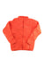 The Norrona Men's Trollveggen Superlight Down850 Jacket, in bright orange, features a quilted design, lightweight insulation, front zipper, long sleeves, and a high collar, shown laid flat on a white background.